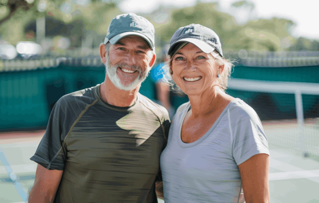 Mark & Nicole on a pickleball court