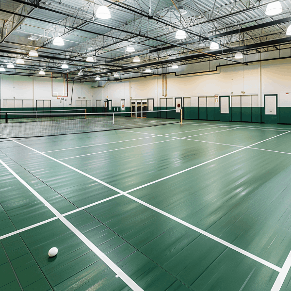 Indoor pickleball court with high-quality flooring