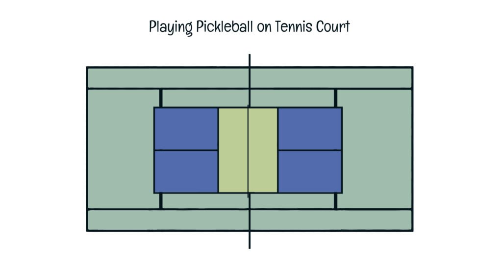 Playing Pickleball on Tennis Court